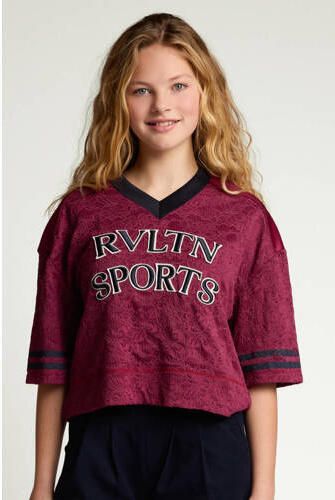LOOXS 10sixteen kanten rechtvallend T-shirt met tekst donkerrood Printopdruk - Foto 5