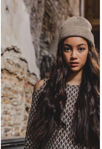 LOOXS 10sixteen longsleeve met all over print beige zwart Katoen Ronde hals 176 - Foto 1