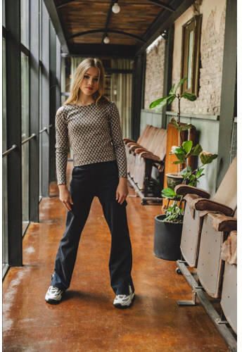 LOOXS 10sixteen longsleeve met all over print beige zwart Katoen Ronde hals 152 - Foto 5