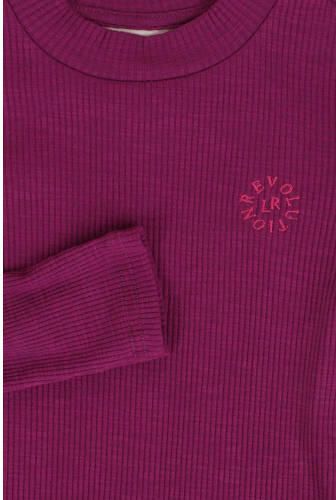 LOOXS 10sixteen longsleeve met borduursels donkerroze Meisjes Polyester Opstaande kraag 140 - Foto 2