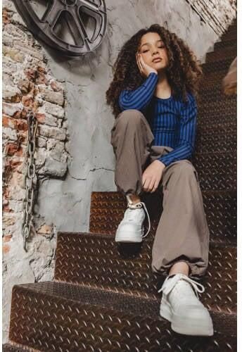 LOOXS 10sixteen low waist loose fit broek bruin Meisjes Katoen Effen 170 176 - Foto 3