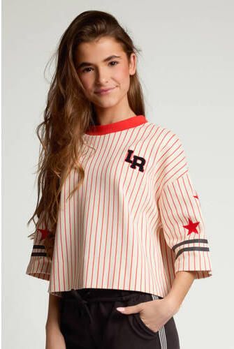 LOOXS 10sixteen rechtvallend gestreept T-shirt met sterren ecru rood Meisjes Stretchkatoen Ronde hals - Foto 3