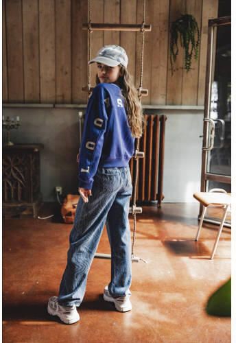 LOOXS 10sixteen sweater met tekst koningsblauw Tekst 128