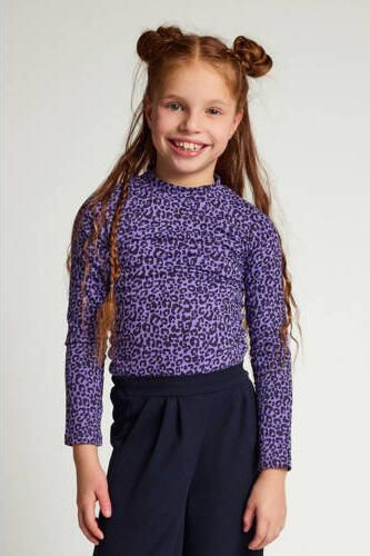 LOOXS little aansluitende longsleeve met panterprint paars Meisjes Katoen Opstaande kraag - Foto 3
