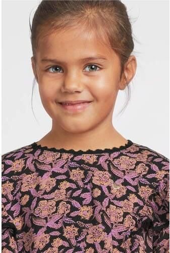 LOOXS little blouse met all over print paars Meisjes Viscose Ronde hals 134