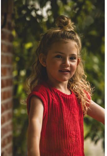 LOOXS little gebloemde badstof top felrood Bloemen 110
