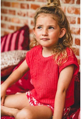 LOOXS little gebloemde badstof top felrood Bloemen 110 - Foto 2