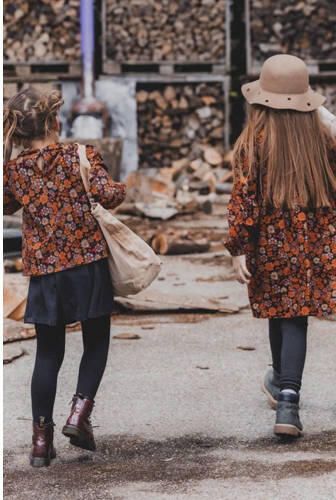 LOOXS little gebloemde corduroy blouse oranje Bloemen 104 - Foto 3