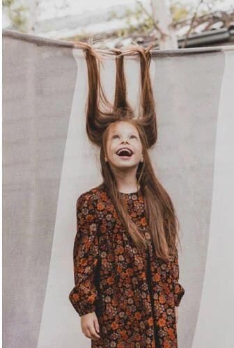 LOOXS little gebloemde corduroy overgooier oranje Jurk Bloemen 116