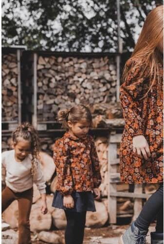 LOOXS little gebloemde corduroy overgooier oranje Jurk Bloemen 116 - Foto 2
