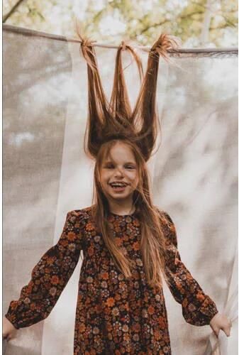 LOOXS little gebloemde corduroy overgooier oranje Jurk Bloemen 116 - Foto 3