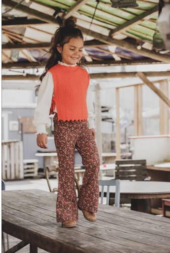 LOOXS little gebloemde flared broek oranje Meisjes Polyester Bloemen 122 - Foto 3