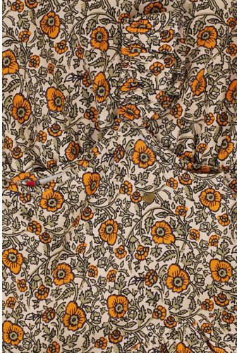 LOOXS little gebloemde jurk bruin oranje Meisjes Viscose Vierkante hals 104 - Foto 3