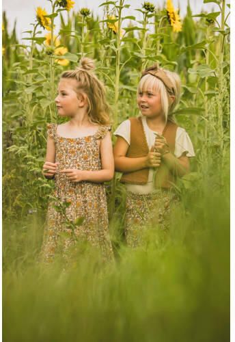 LOOXS little gebloemde jurk bruin oranje Meisjes Viscose Vierkante hals 104 - Foto 2