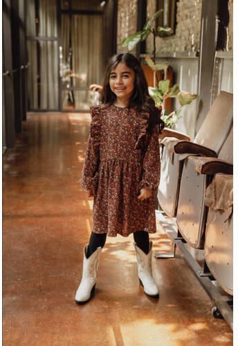 LOOXS little gebloemde jurk oranje Meisjes Polyester Ronde hals Bloemen 134 - Foto 3