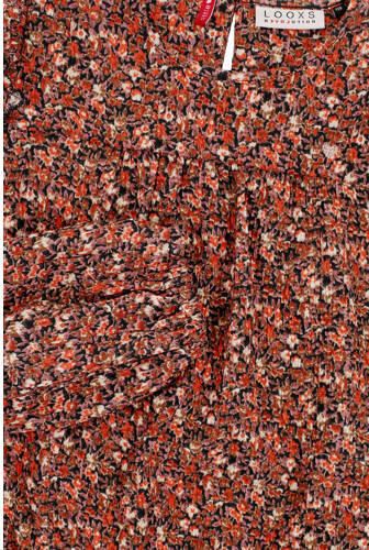 LOOXS little gebloemde top oranje Meisjes Polyester Ronde hals Bloemen 122