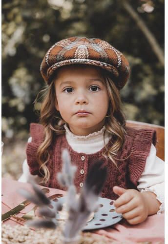 LOOXS little gebreid gilet wijnrood Meisjes Acryl Ronde hals Effen 110 - Foto 4