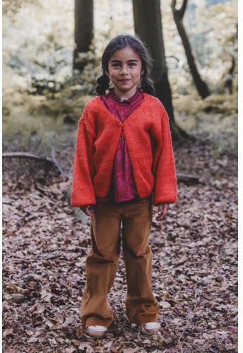 LOOXS little gebreid vest donkeroranje Meisjes Acryl V-hals Effen 110