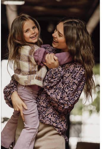 LOOXS little geruit gilet ecru paars Meisjes Teddy V-hals Ruit 128 134 - Foto 6