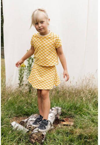 LOOXS little geruite rok geel oranje Meisjes Stretchkatoen Ruit 104 - Foto 2