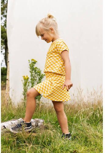 LOOXS little geruite rok geel oranje Meisjes Stretchkatoen Ruit 104
