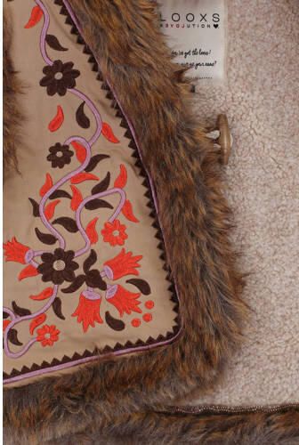 LOOXS little imitatiebont gilet met printopdruk bruin Printopdruk 128 134 - Foto 3