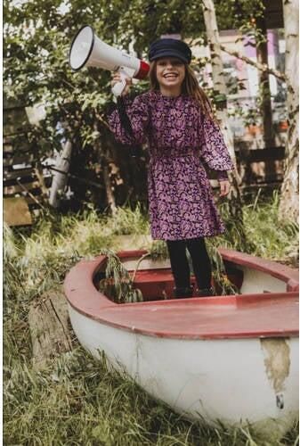 LOOXS little jurk met all over print paars Meisjes Viscose Ronde hals All over print 128 - Foto 3
