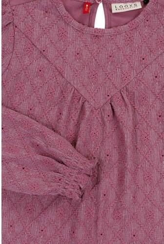LOOXS little kanten top met all over print paars All over print 116 - Foto 2