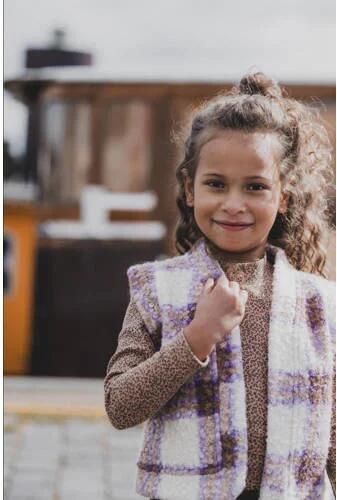 LOOXS little longsleeve met all over print bruin Meisjes Stretchkatoen Ronde hals 134 - Foto 2