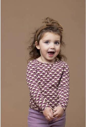 LOOXS little longsleeve met all over print paars bruin ecru Multi Meisjes Stretchkatoen Ronde hals 134 - Foto 3