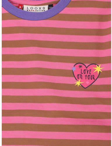 LOOXS little oversized gestreepte longsleeve roze Meisjes Katoen Ronde hals - Foto 3