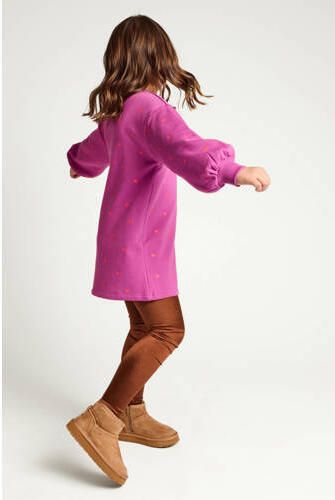 LOOXS little sweatjurk met hartjes paars Meisjes Katoen-polyester Ronde hals