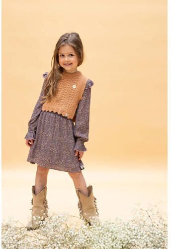 LOOXS little spencer licht abrikoos Trui Oranje Meisjes Acryl Ronde hals 128 134