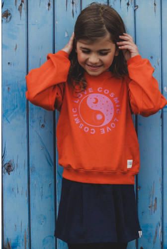 LOOXS little sweater met printopdruk oranje Meisjes Stretchkatoen Ronde hals 122 - Foto 3