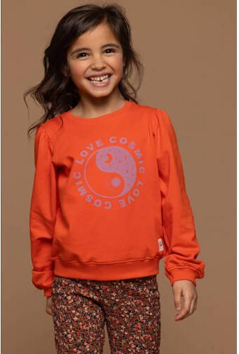 LOOXS little sweater met printopdruk oranje Meisjes Stretchkatoen Ronde hals 122 - Foto 2