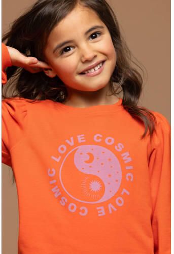 LOOXS little sweater met printopdruk oranje Meisjes Stretchkatoen Ronde hals 122