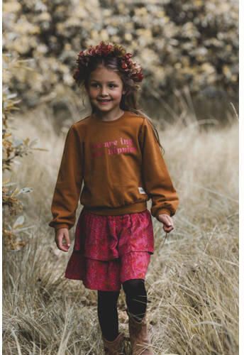 LOOXS little sweater met tekst okergeel roze Tekst 110 - Foto 4