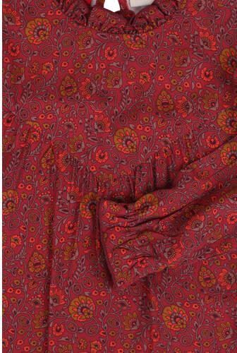 LOOXS little top met paisleyprint en ruches donkerroze oranje Meisjes Viscose Opstaande kraag 104 - Foto 4