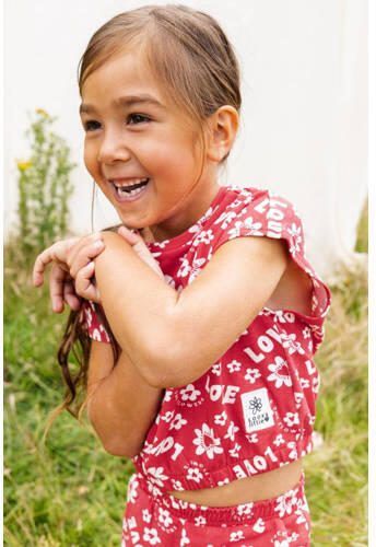 LOOXS little top met tekst rood wit Meisjes Stretchkatoen Ronde hals Tekst 122 - Foto 2