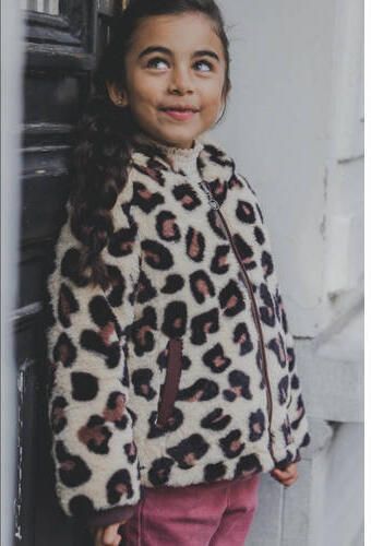 LOOXS little tussenjas met panterprint bruin Meisjes Polyester Capuchon 128 - Foto 2