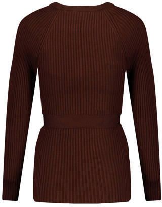 LOVE2WAIT aansluitende zwangerschaps longsleeve donkerbruin Dames Acryl Ronde hals maat 36-38 - Foto 3