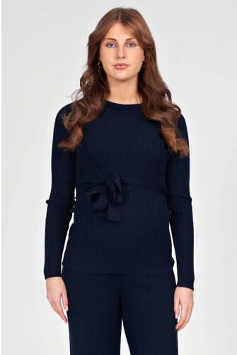 LOVE2WAIT aansluitende zwangerschaps longsleeve marineblauw Dames Acryl Ronde hals maat 40-42 - Foto 4