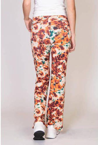 Love2wait high waist flared broek met all over print oranje brique groen Dames Viscose XS