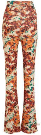 Love2wait high waist flared broek met all over print oranje brique groen Dames Viscose XS - Foto 3