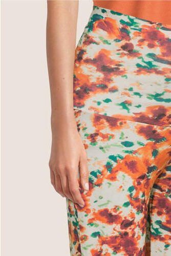 Love2wait high waist flared broek met all over print oranje brique groen Dames Viscose XS - Foto 2