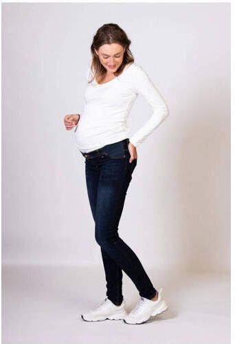Love2wait low waist zwangerschaps skinny jeans dark wash Blauw Dames Stretchdenim 26 - Foto 4