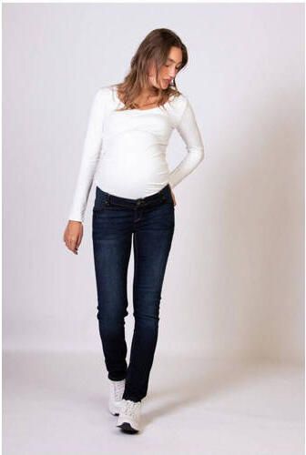 Love2wait low waist zwangerschaps straight jeans darl wash Blauw Dames Stretchdenim 26 - Foto 5
