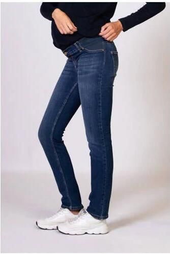 Love2wait low waist zwangerschaps straight jeans stone wash Blauw Dames Stretchdenim 28