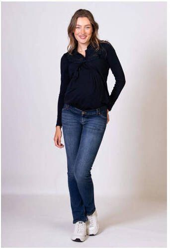 Love2wait low waist zwangerschaps straight jeans stone wash Blauw Dames Stretchdenim 27 - Foto 3