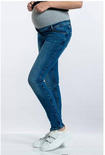 Love2wait skinny zwangerschapsjeans donkerblauw Dames Stretchdenim Effen 27 - Foto 9